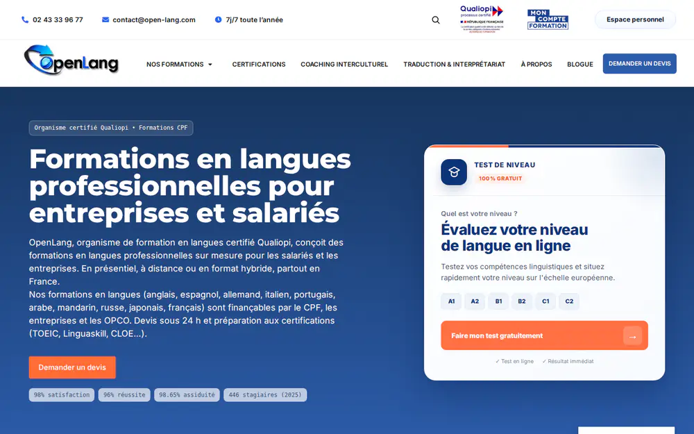 Le site OpenLang et son catalogue de formations